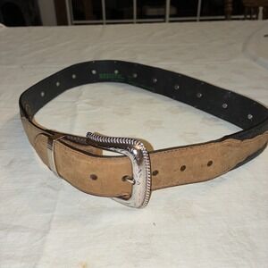 Resistol Western Leather Black Belt Silver Buckle 34 Studded 1.5" Width 43070